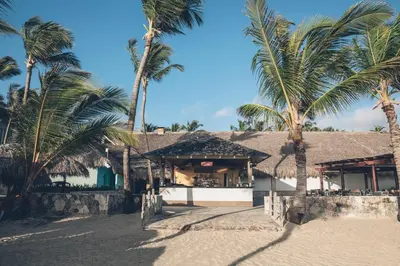 a building on the beach with palm trees at Iberostar Waves Dominicana - All Inclusive in Punta Cana