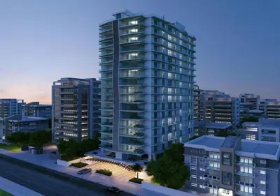 a rendering of a tall building in a city at Monaco Residences Piantini in Santo Domingo