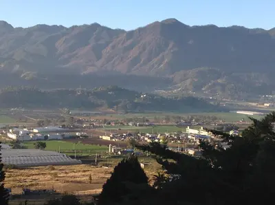 a view of a town with mountains in the background at Villa Paloma/ Home/ Office-Remote Office in Constanza