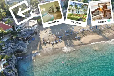 a collage of photos of a beach and a resort at Bungalow #4 at Waterfront Playa Alicia in Sosúa