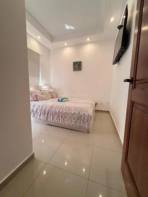 a bedroom with a bed in a white room at Paradise Suite Cadaqués in Bayahibe