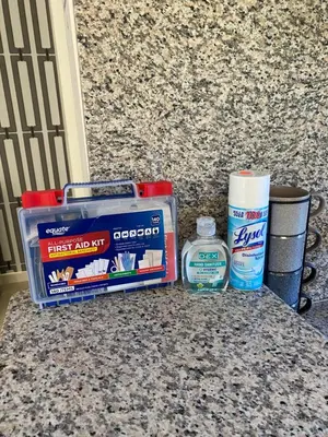 a counter top with a container of toothpaste and a bottle of paint at Villa La Grande in Jarabacoa