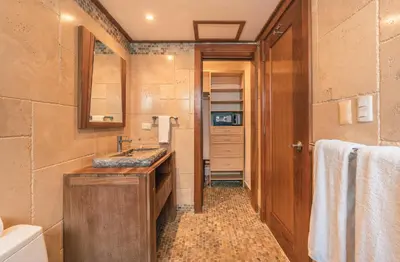 a bathroom with a sink and a toilet at Glamorous w Jacuzzi Balcones del Atlntico in Portillo
