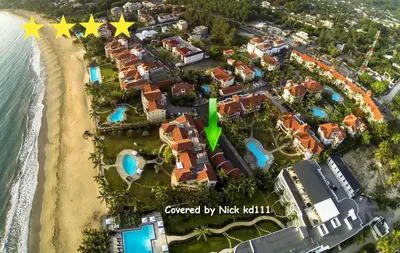 a map of a resort with a green arrow at Ocean Dream 1st See Line Studio in Cabarete