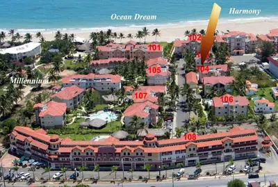 an aerial view of the ocean dream resort at Ocean Dream 2bdr/2bth Ground floor in Cabarete