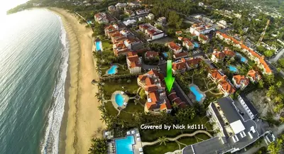 an aerial view of a resort next to the ocean at Ocean Dream Studios Cabarete in Cabarete