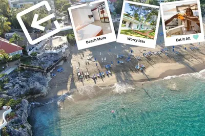 a collage of photos of a beach and a resort at Room #28 at Waterfront Playa Alicia in Sosúa