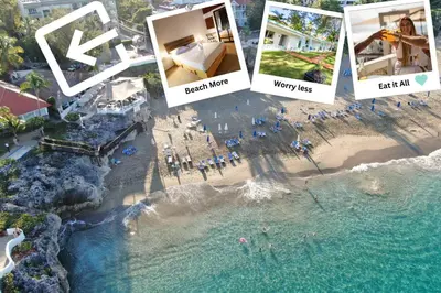 a collage of photos of a beach and a resort at Room #26 at Waterfront Playa Alicia in Sosúa