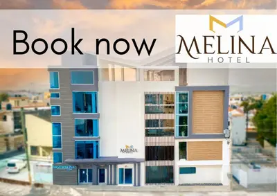 a model of a building with the words book now melilla hotel at Melina Hotel in Higuey
