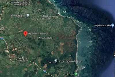 a map with a red spot on it at Alojamiento Wilkenia in Ochoa