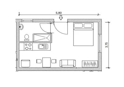 a floor plan of a small apartment at Apartamento los 3B in Manabao