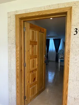 an open wooden door in a room with a hallway at Noe Hotel One BedRoom #3 in Punta Cana