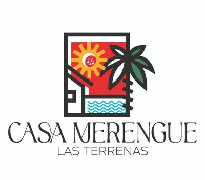 a logo for las terrazas with a house and a palm tree at Casa merengue in Las Terrenas