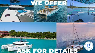 a collage of four pictures of boats in the water at Super Spacious 4BR 4 5BA Villa w pool in Sosua in Sosúa