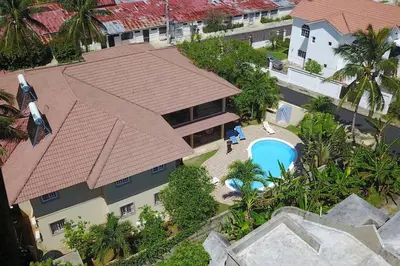 an overhead view of a house with a roof at Super Spacious 4BR 4 5BA Villa w pool in Sosua in Sosúa