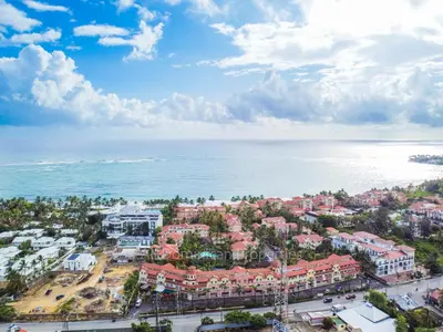 an aerial view of a city and the ocean at Ocean Dream 8205, 2Min to Beach! Apt Kite Paradise! in Cabarete