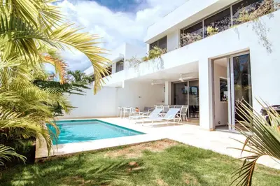a villa with a swimming pool and a house at 3 Bedroom Pool Villa 50M To The Beach in Las Terrenas