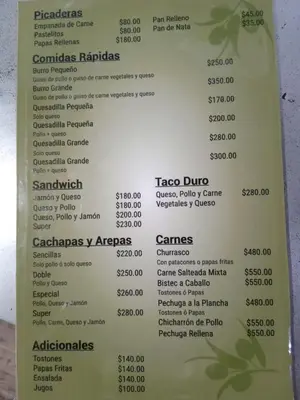 a picture of the menu for the taco diner at Habitación Hogareña in Jarabacoa