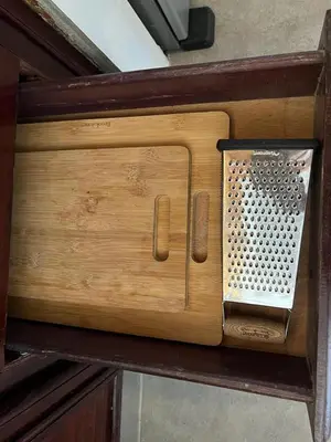 a wooden box with a metal object on it at Playa Bonita 4 minute walk from our private Villa Anantara Bonita in Las Terrenas