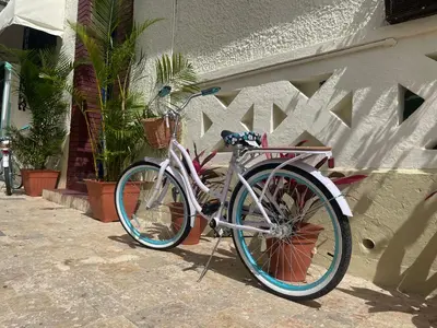 a bicycle is parked next to a building at Studio 27 Colonial, Centro Histórico in Santo Domingo
