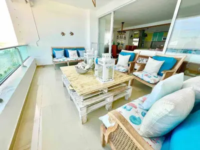 a living room with a couch and a table at 3 Bedrooms At Marbella Beachfront Juan Dolio no820 in Juan Dolio