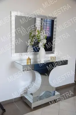 a dressing table with a mirror and a stool at las carreras centro D la ciudad in Santiago de los Caballeros