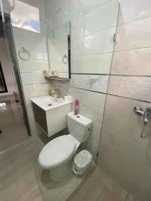 a bathroom with a toilet and a sink and a shower at Bridget Place in Bayahibe