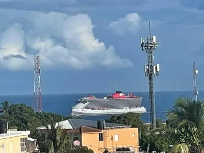 a cruise ship in the ocean with at Royal Terrace Apto. II (Princess) in San Felipe de Puerto Plata